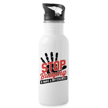 Monat des Bewusstseins gegen Mobbing - Trinkflasche mit integriertem Trinkhalm - Weiß - Rechts