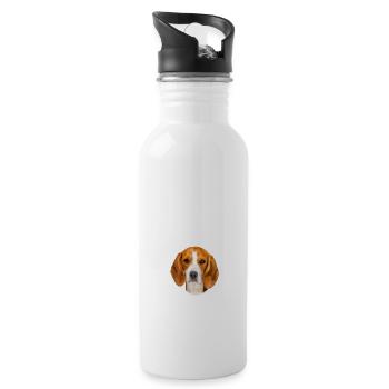 Endlich stolzer Papa - Beagle - Trinkflasche mit integriertem Trinkhalm - Weiß - Rechts