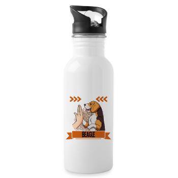 Mich Gibts Nur Mit Beagle - Trinkflasche mit integriertem Trinkhalm - Weiß - Rechts