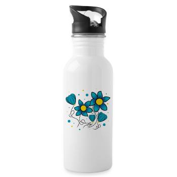 Motif floral Vrente florale Fleur florale - Gourde avec paille intégrée - blanc - Droite