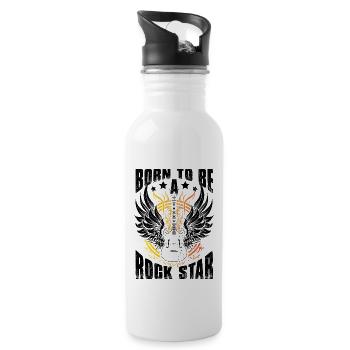 Born To Be A Rock Star - Water bottle with straw - white - Right