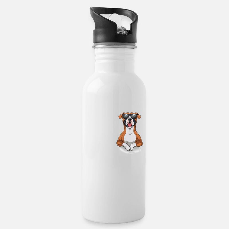 Love Boxer - Trinkflasche mit integriertem Trinkhalm - Weiß