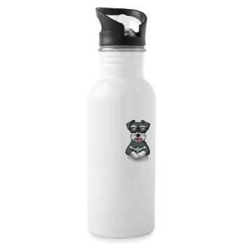 Love Zwergschnauzer - Trinkflasche mit integriertem Trinkhalm - Weiß - Rechts