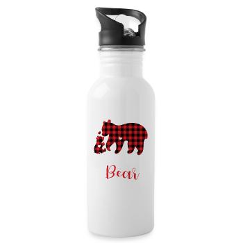 Mama Bear Noël Famille Pyjama Rouge Damier - Gourde avec paille intégrée - blanc - Droite