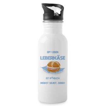 Leberkäse Liebe Leben Ohne Leberkäse Nicht Möglich - Trinkflasche mit integriertem Trinkhalm - Weiß - Rechts