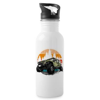 Jeep Sunrise Trail Abenteuer - Trinkflasche mit integriertem Trinkhalm - Weiß - Rechts