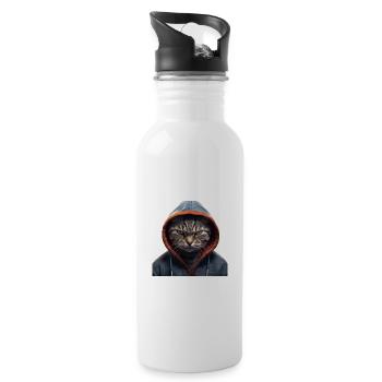 Ich liebe Menschen und Ironie und Sarkasmus - Trinkflasche mit integriertem Trinkhalm - Weiß - Rechts