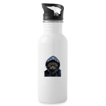 Ich liebe Menschen und Ironie und Sarkasmus - Trinkflasche mit integriertem Trinkhalm - Weiß - Rechts