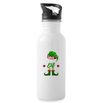 The Wine-Drinking Elf Family Fitting - Water bottle with straw - white - Right