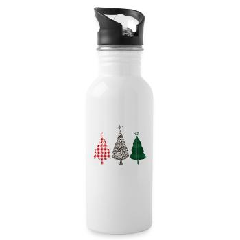 Frohe Weihnachten Büffelbäume Leopard Plaid Print - Trinkflasche mit integriertem Trinkhalm - Weiß - Rechts
