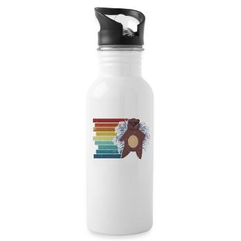 Retro Spiked Animal North American Hystricidae - Water bottle with straw - white - Right