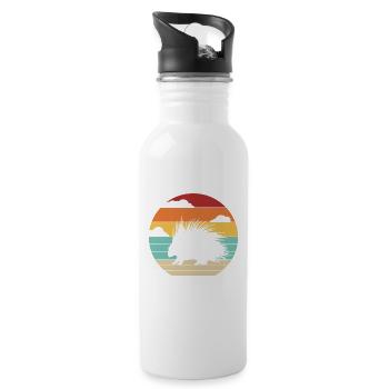 Retro North American Hystricidae Spiked Animal - Water bottle with straw - white - Right