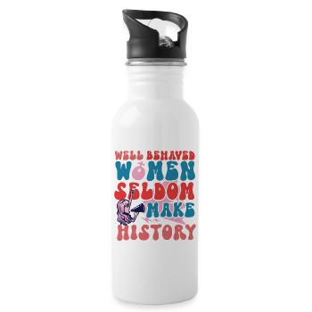 Feminist Well Behaved Women Seldom - Water bottle with straw - white - Right