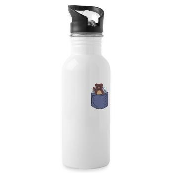 Porcupine Chest Pocket Hystricidae Spiked Animal - Water bottle with straw - white - Right