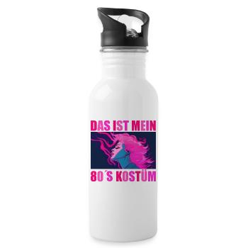 80er Motto Party Das ist mein 80er Jahre Kostüm - Trinkflasche mit integriertem Trinkhalm - Weiß - Rechts