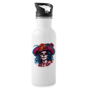 La Calavera Catrina The Symbol of Cycle of Life - Water bottle with straw - white - Right