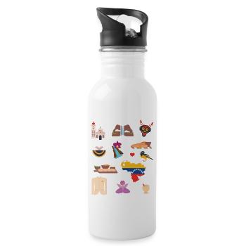 Venezuela South America Travel Country Travel Backpack - Water bottle with straw - white - Right