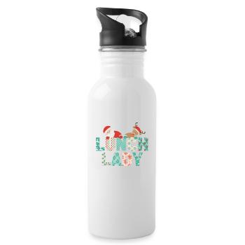 Lunch Lady Funny Christmas Tree Christmas - Water bottle with straw - white - Right