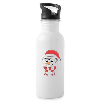 Drôle de Noël Bonhomme de neige Face Léopard - Gourde avec paille intégrée - blanc - Droite
