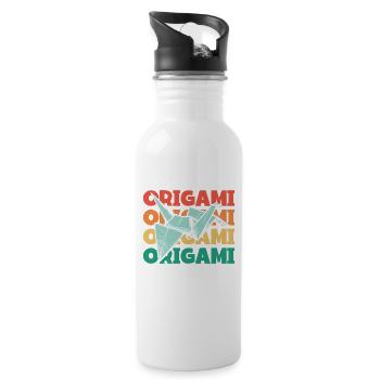 Retro Text Papier Kranich Falten Eule Meister Origami - Trinkflasche mit integriertem Trinkhalm - Weiß - Rechts