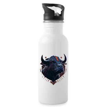 Tête de taureau de vache - Gourde avec paille intégrée - blanc - Droite