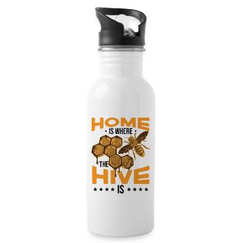 Home Is Where The Hive Is - Water bottle with straw - white - Right