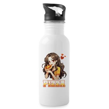 Pizza Lover Young Girl Anime Manga Pizza - Gourde avec paille intégrée - blanc - Droite