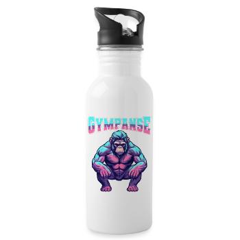 Gympanse Bodybuilding Weight Training Fitness Memes - Water bottle with straw - white - Right