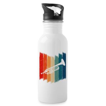 Retro Trumpet Vintage Trumpet - Water bottle with straw - white - Right