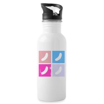Gurke Gewürzgurke Kukumer Retro Saure Gurke - Trinkflasche mit integriertem Trinkhalm - Weiß - Rechts