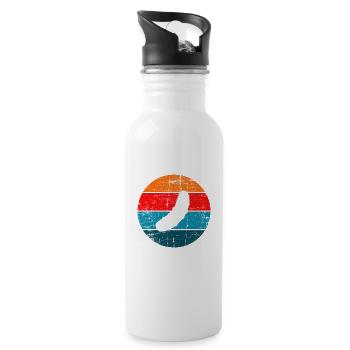 Gurke Gewürzgurke Kreis Retro Geschenk - Trinkflasche mit integriertem Trinkhalm - Weiß - Rechts