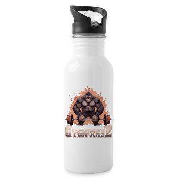 Gympanse Bodybuilding Weight Training Fitness Memes - Water bottle with straw - white - Right