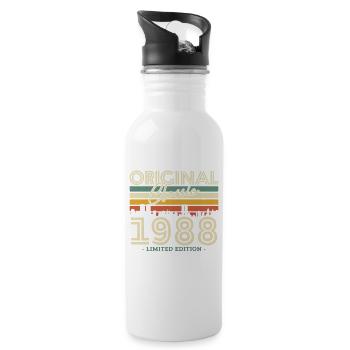 Vintage 1988 Birthday Gift - Water bottle with straw - white - Right