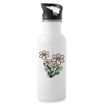 daisies, daisies, flower tendril, flower, flowery - Water bottle with straw - white - Right