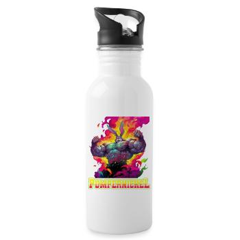 Pumpernickel Bodybuilding Kraftsport Fitness Meme - Trinkflasche mit integriertem Trinkhalm - Weiß - Rechts