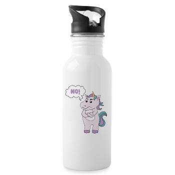 Statement Unicorn Funny sarcastic saying NO - Water bottle with straw - white - Right