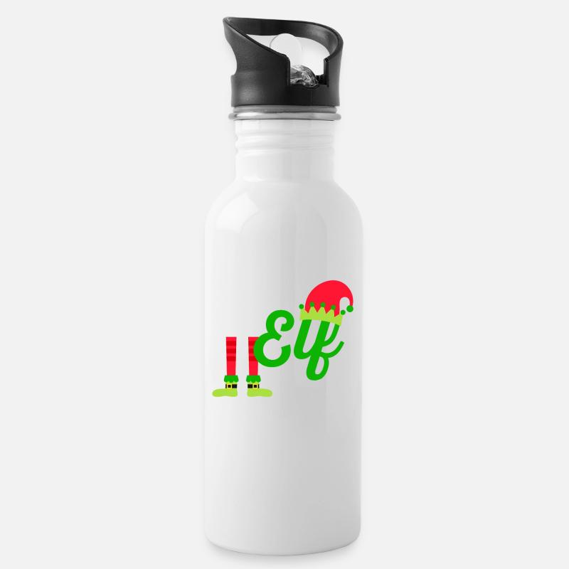 Ich bin kein Elf, ich bin nur klein Lustige - Trinkflasche mit integriertem Trinkhalm - Weiß