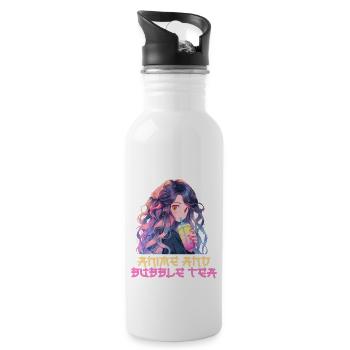 Just a girl who loves Anime and Boba Bubble Tea - Trinkflasche mit integriertem Trinkhalm - Weiß - Rechts