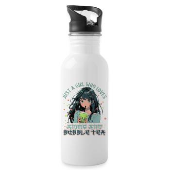 Just a girl who loves Anime and Boba Bubble Tea - Trinkflasche mit integriertem Trinkhalm - Weiß - Rechts
