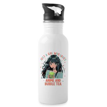 Just a girl who loves Anime and Boba Bubble Tea - Trinkflasche mit integriertem Trinkhalm - Weiß - Rechts