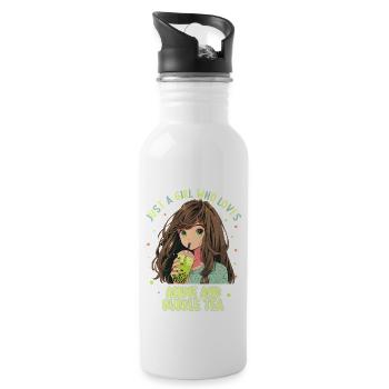 Just a girl who loves Anime and Boba Bubble Tea - Trinkflasche mit integriertem Trinkhalm - Weiß - Rechts