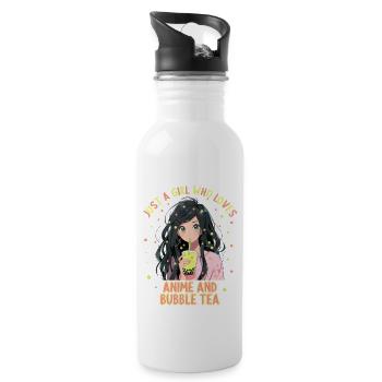 Just a girl who loves Anime and Boba Bubble Tea - Trinkflasche mit integriertem Trinkhalm - Weiß - Rechts