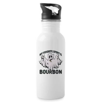 Mein Lieblingsgeist ist Bourbon Halloween Ghost - Trinkflasche mit integriertem Trinkhalm - Weiß - Rechts