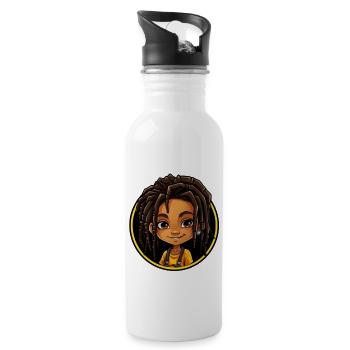 Afro Black Kid Young Girl Empowerment Teenag - Gourde avec paille intégrée - blanc - Droite