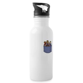 Schach Brusttasche Spieler Großmeisterin Schach - Trinkflasche mit integriertem Trinkhalm - Weiß - Rechts