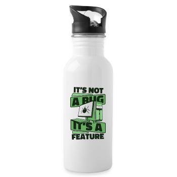 It's Not A Bug It's A Feature Developer Coder - Water bottle with straw - white - Right