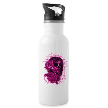 La Catrina Pink - Trinkflasche mit integriertem Trinkhalm - Weiß - Rechts