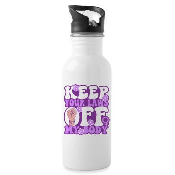Feminist Keep Your Laws Off My - Water bottle with straw - white - Right