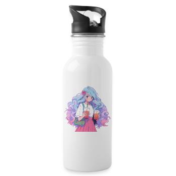Anime et Boba Bubble Tea - Gourde avec paille intégrée - blanc - Droite