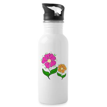 colorful flower meadow daisies flower flower tendril - Water bottle with straw - white - Right